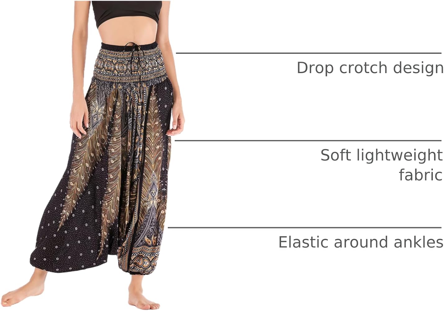 Amazon.com: Lu's Chic Women's Boho Harem Pants Bohemian Drop